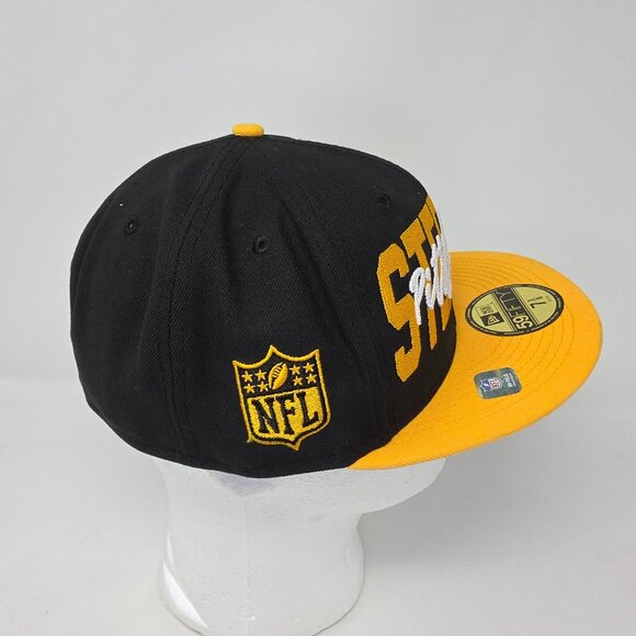 Pittsburg Steelers New Era 59Fifty Hat Cap Mens 7 3/8 Black Yellow NFL Fitted - Picture 5 of 9